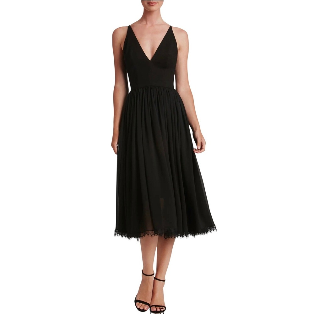 Dress The Population Alicia Mixed Media Midi‎ Dress Women XXL Black Whimsigoth